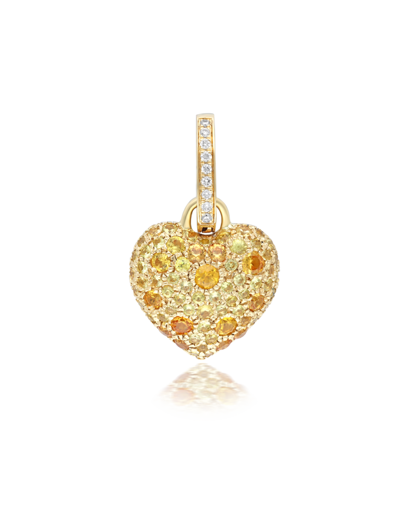 SKJ Queen of Hearts Mini Charm in Yellow Pavé