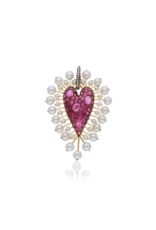 SKJ Queen of Hearts Charm in Pink Pavé with Pearls