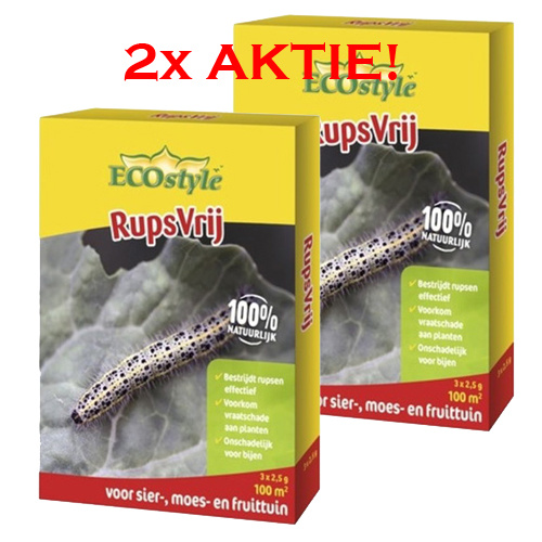 2x Ecostyle Rupsvrij 7,5 gr voor 200 m² | het alternatief voor XenTari® 15 gr  150 m²
