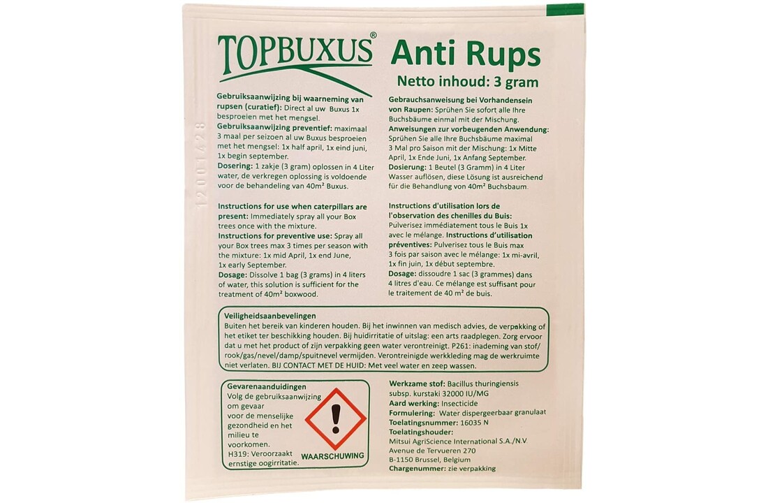 Topbuxus Anti Rups 15 gr tegen olijfrups