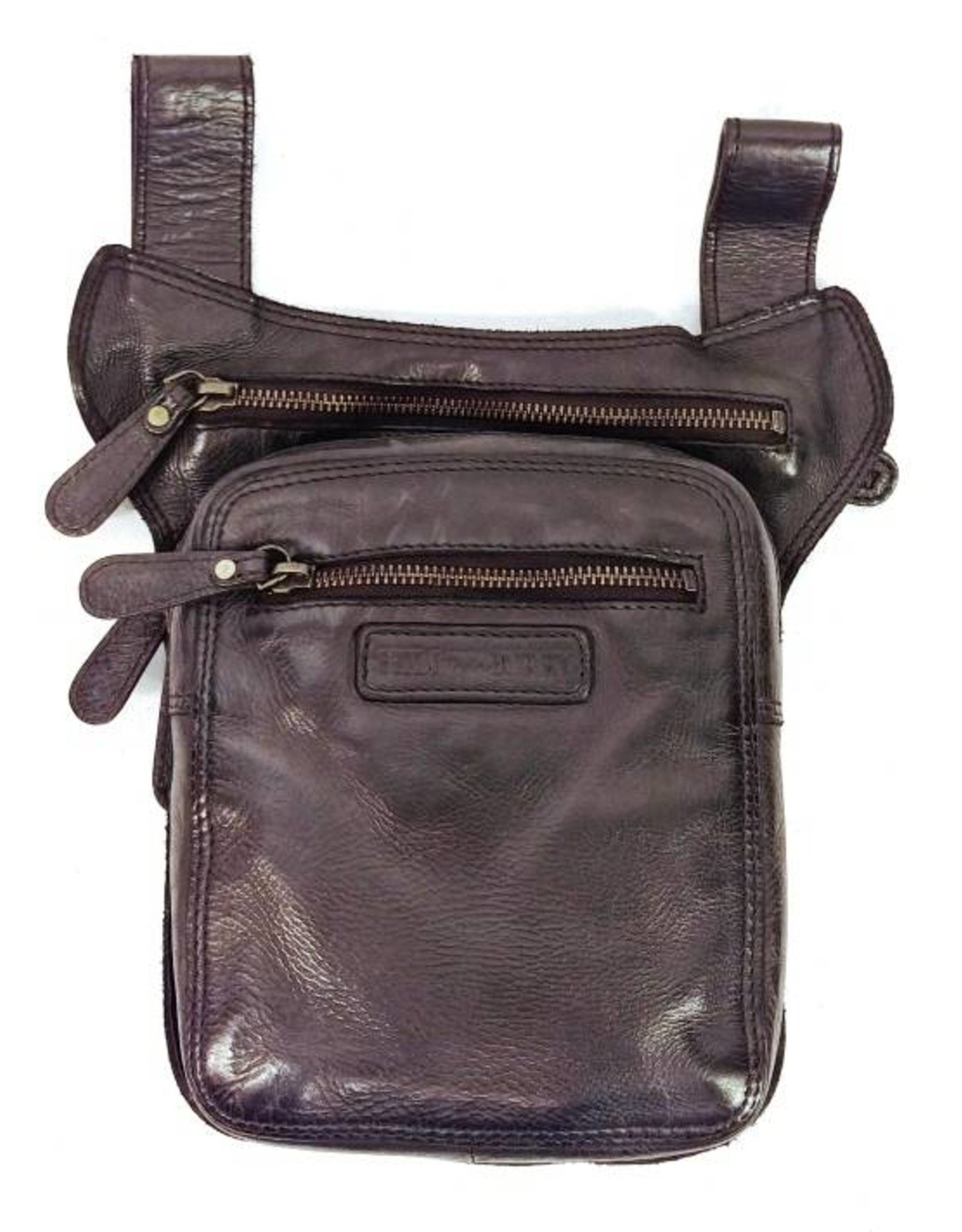 HillBurry Leather Festival bags, waist bags and belt bags - HillBurry  belt bag - leg bag washed leather black