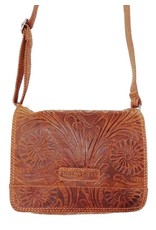 HillBurry Leather bags - Hillburry Shoulder bag with Embossed Flowers Tan