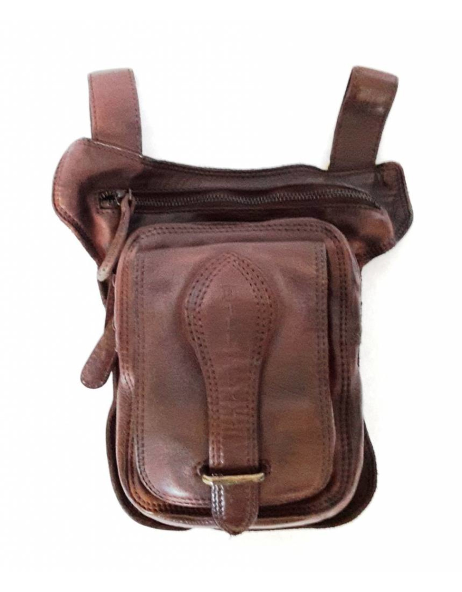 HillBurry Leather bags - Hillburry belt bag - leg bag washed leather brown