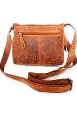 HillBurry Leather bags - Hillburry Shoulder bag with Embossed Flowers Tan