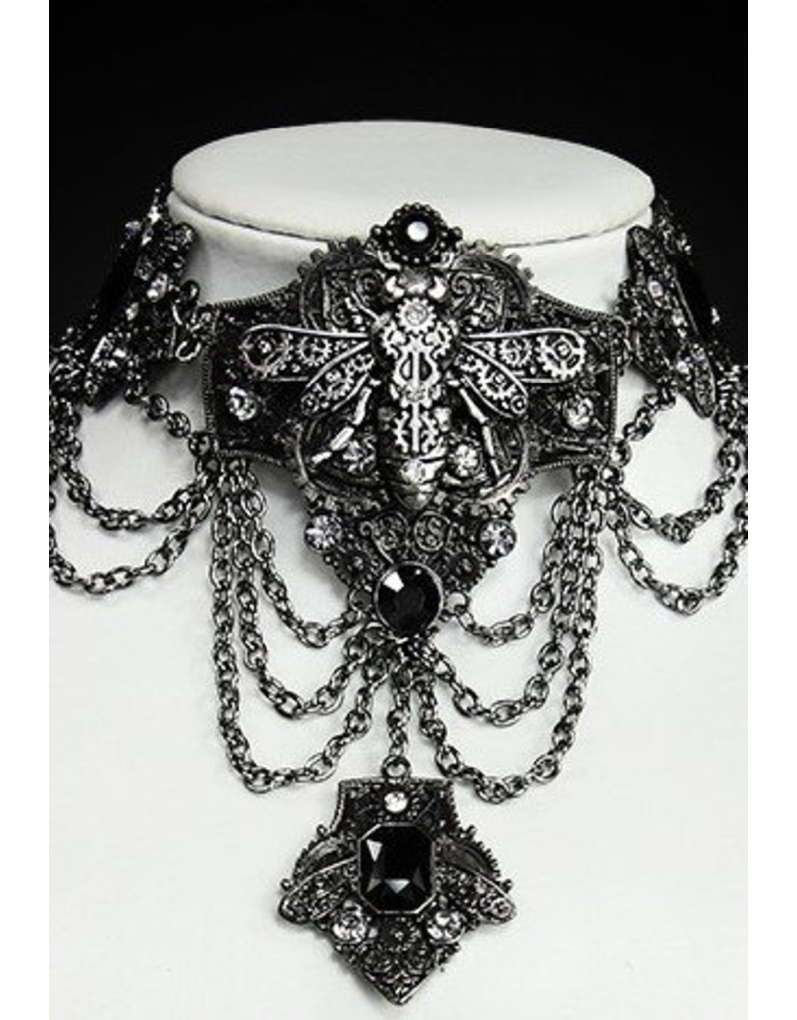 Restyle Steampunk accessories - Mechanical Bee  Chrome Steampunk choker Restyle
