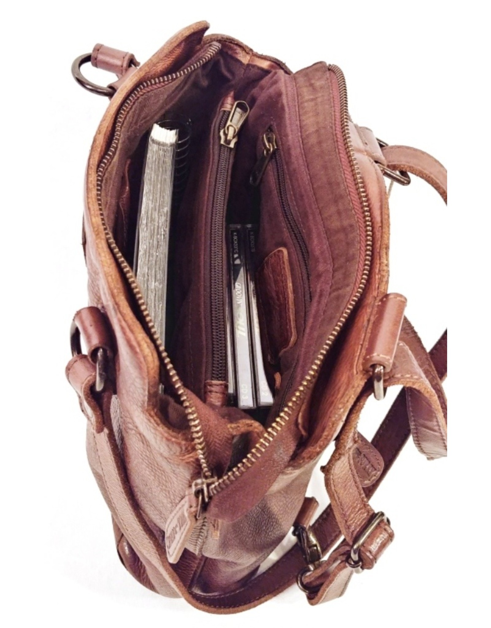 HillBurry Leather backpacks Leather shoppers - HillBurry shoulder bag - backpack from washed leather