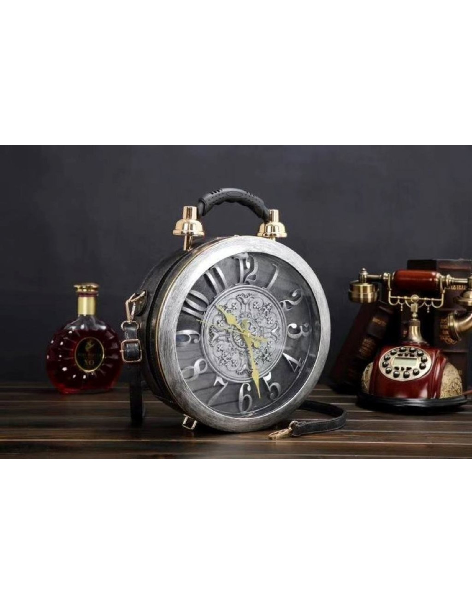 Magic Bags Fantasy bags - Fantasy bag with real working clock grey
