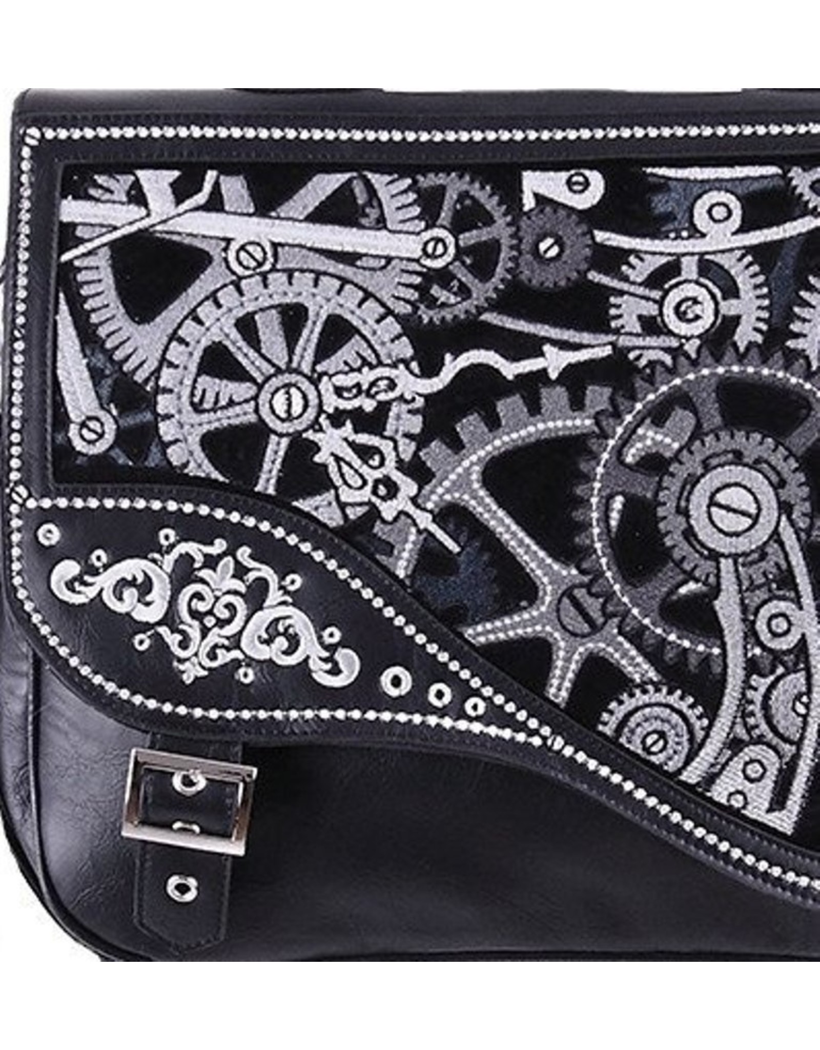 Restyle Gothic bags Steampunk bags - Restyle Steampunk satchel bag Black Mechanism