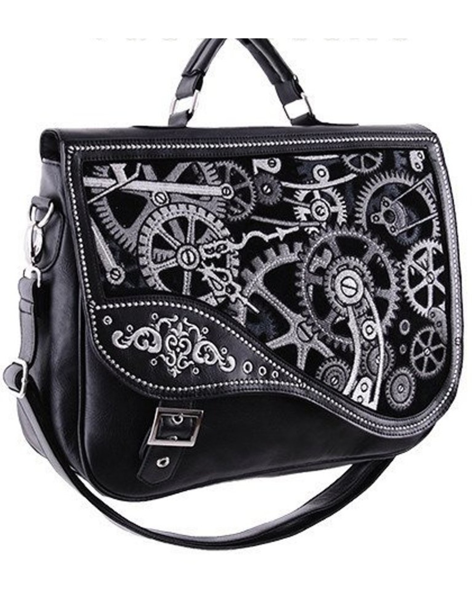 Restyle Gothic bags Steampunk bags - Restyle Steampunk satchel bag Black Mechanism