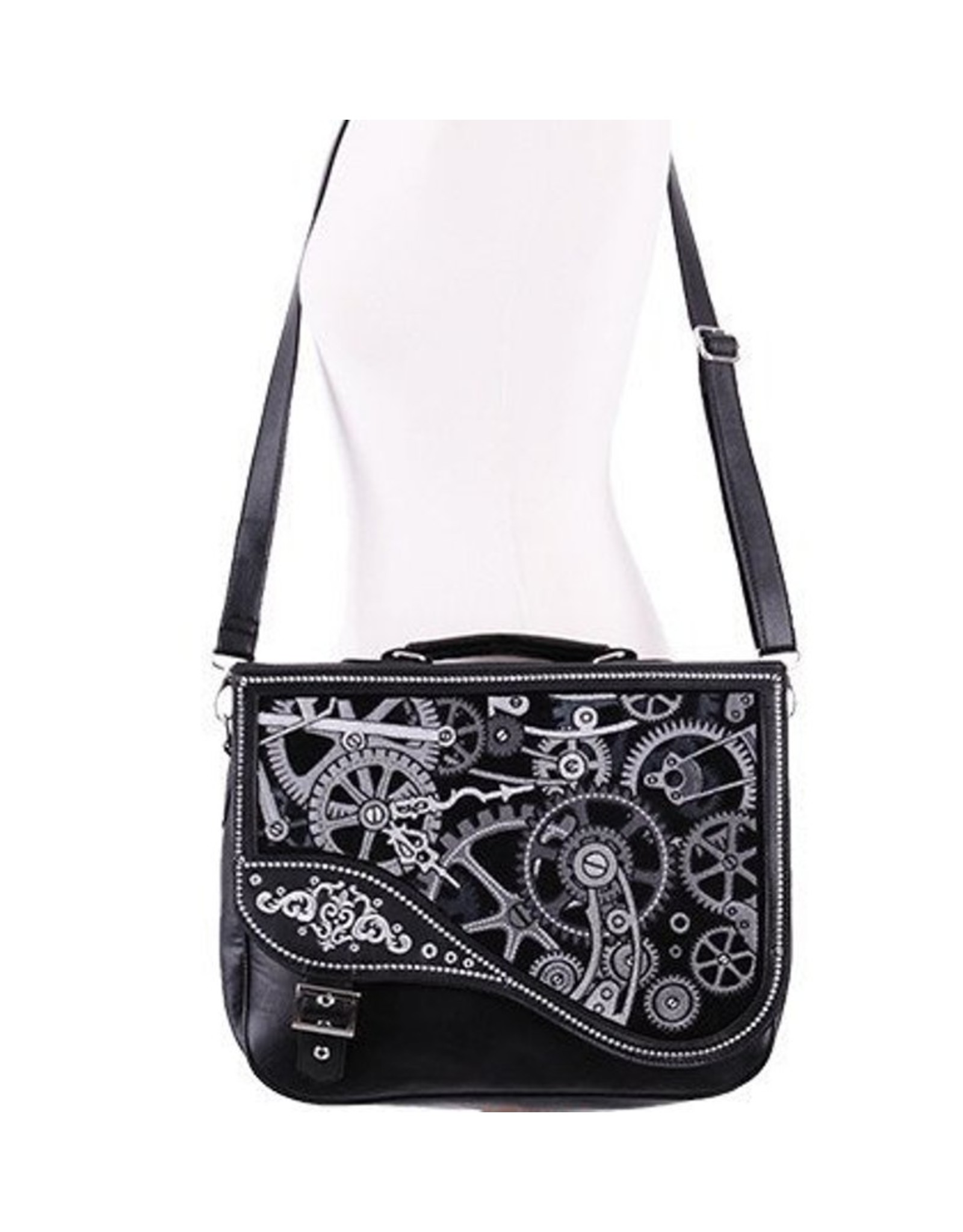 Restyle Gothic bags Steampunk bags - Restyle Steampunk satchel bag Black Mechanism