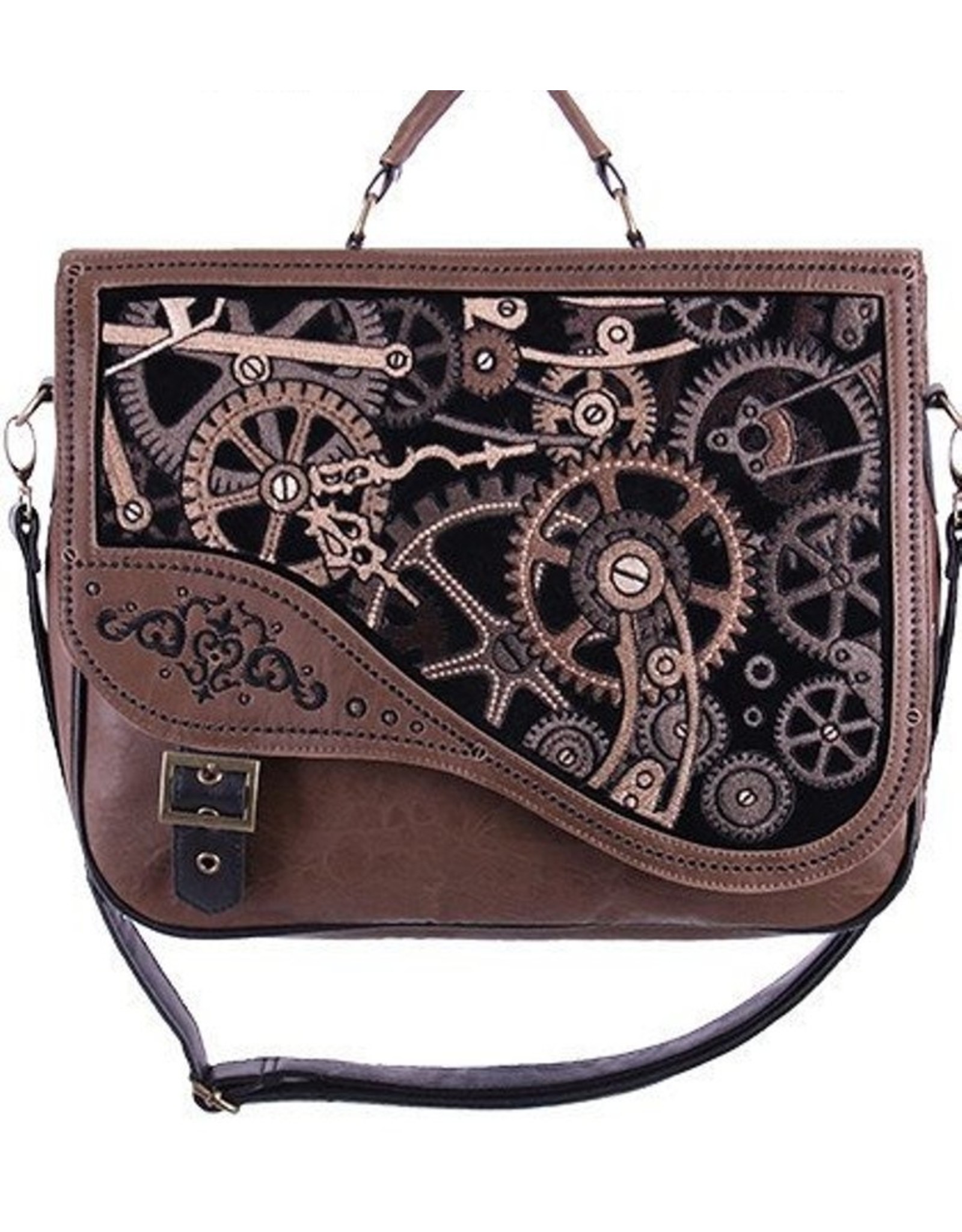 Restyle Gothic bags Steampunk bags - Restyle Steampunk satchel bag Brown Mechanism