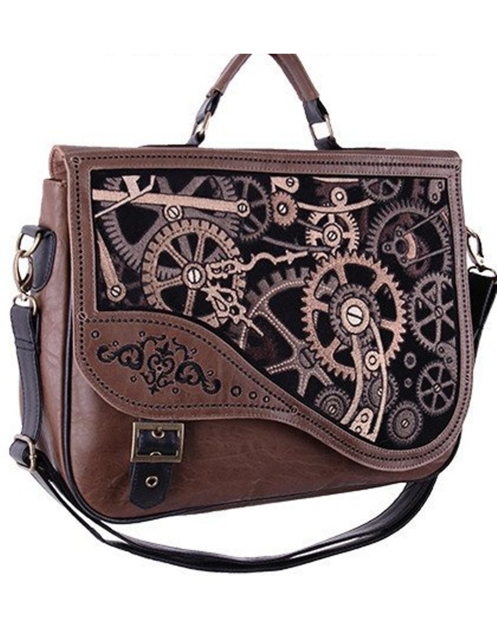 Restyle Gothic bags Steampunk bags - Restyle Steampunk satchel bag Brown Mechanism