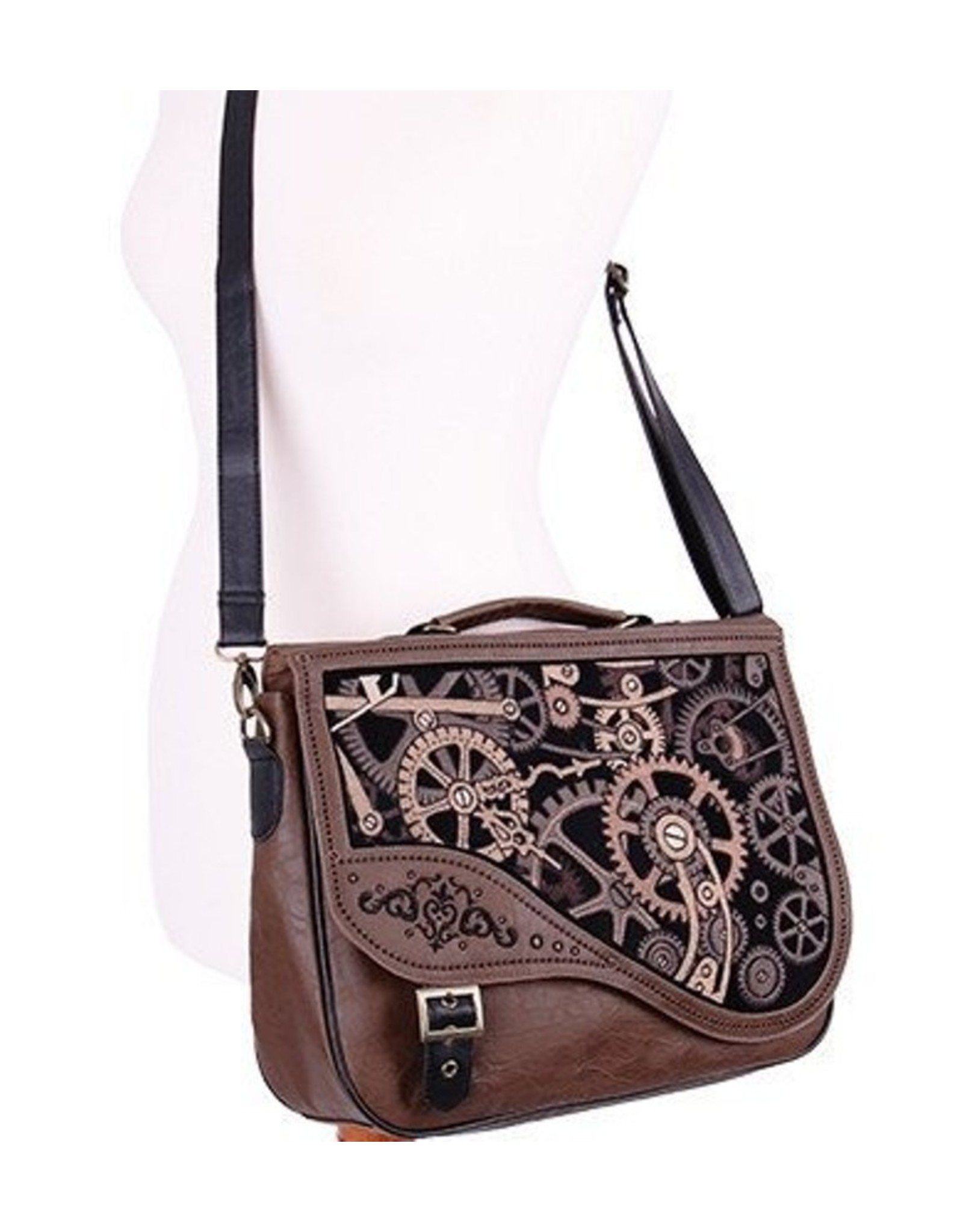 Restyle Gothic bags Steampunk bags - Restyle Steampunk satchel bag Brown Mechanism