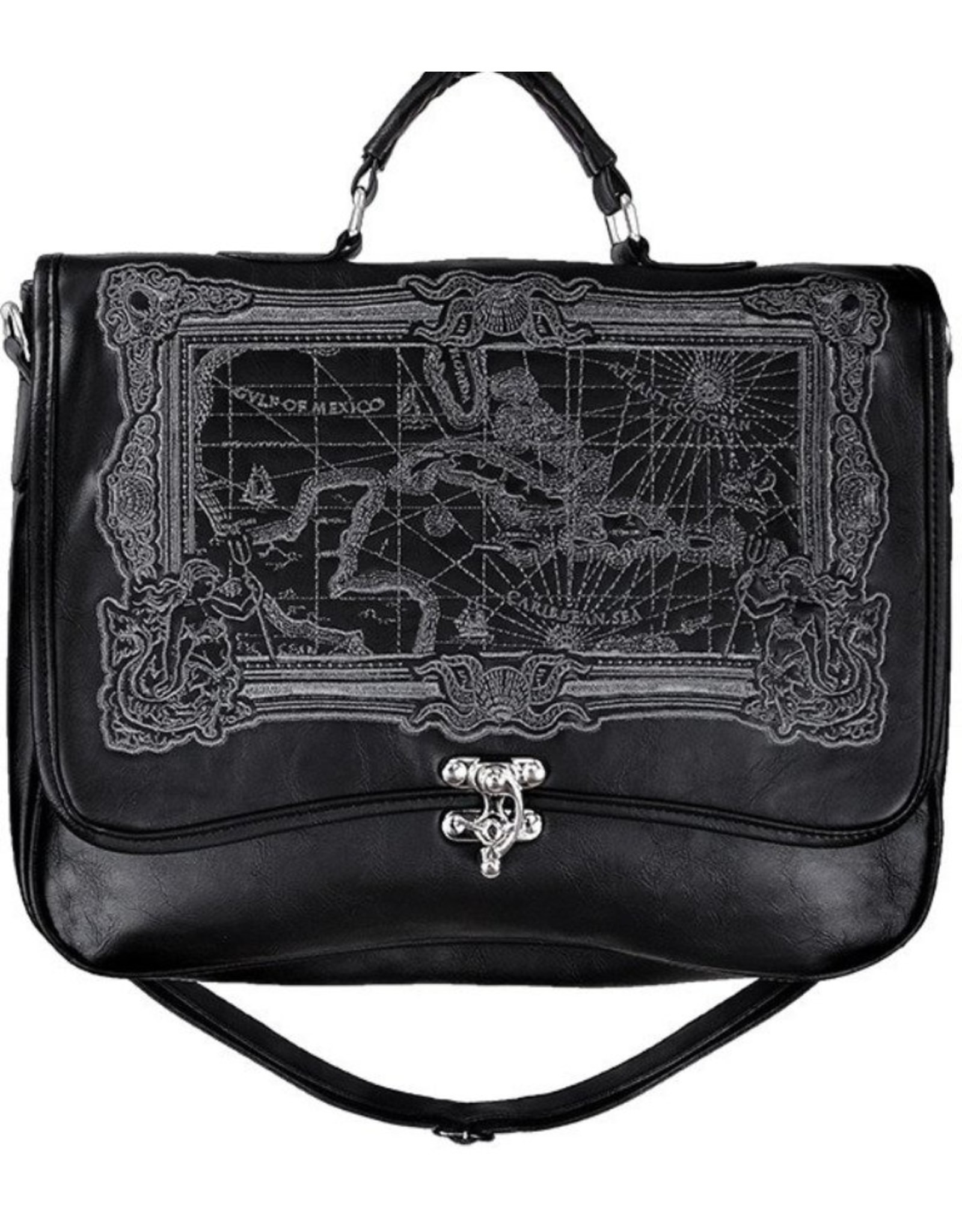 Restyle Gothic bags Steampunk bags - Restyle satchel bag Map of the Caribbean Sea (black)