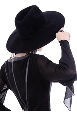 Restyle Gothic en Steampunk accessoires - Zwarte Gothic Hoed met brede rand 'Witch'
