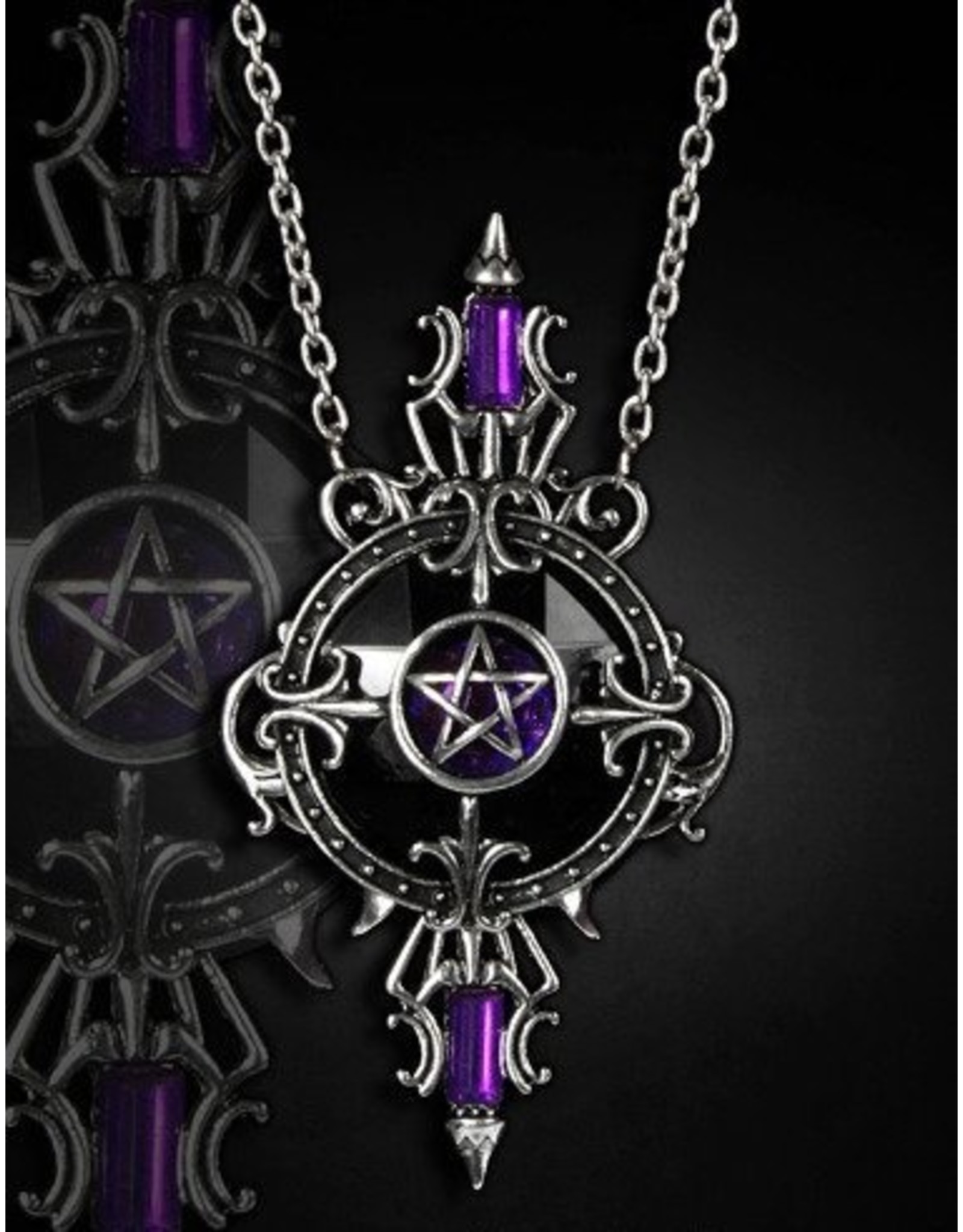 Restyle Gothic and Steampunk accessories - Gothic Necklace with Pentagram pendant Mystic Mirror