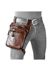 HillBurry Leather bags - HillBurry belt bag  leg bag washed leather brown