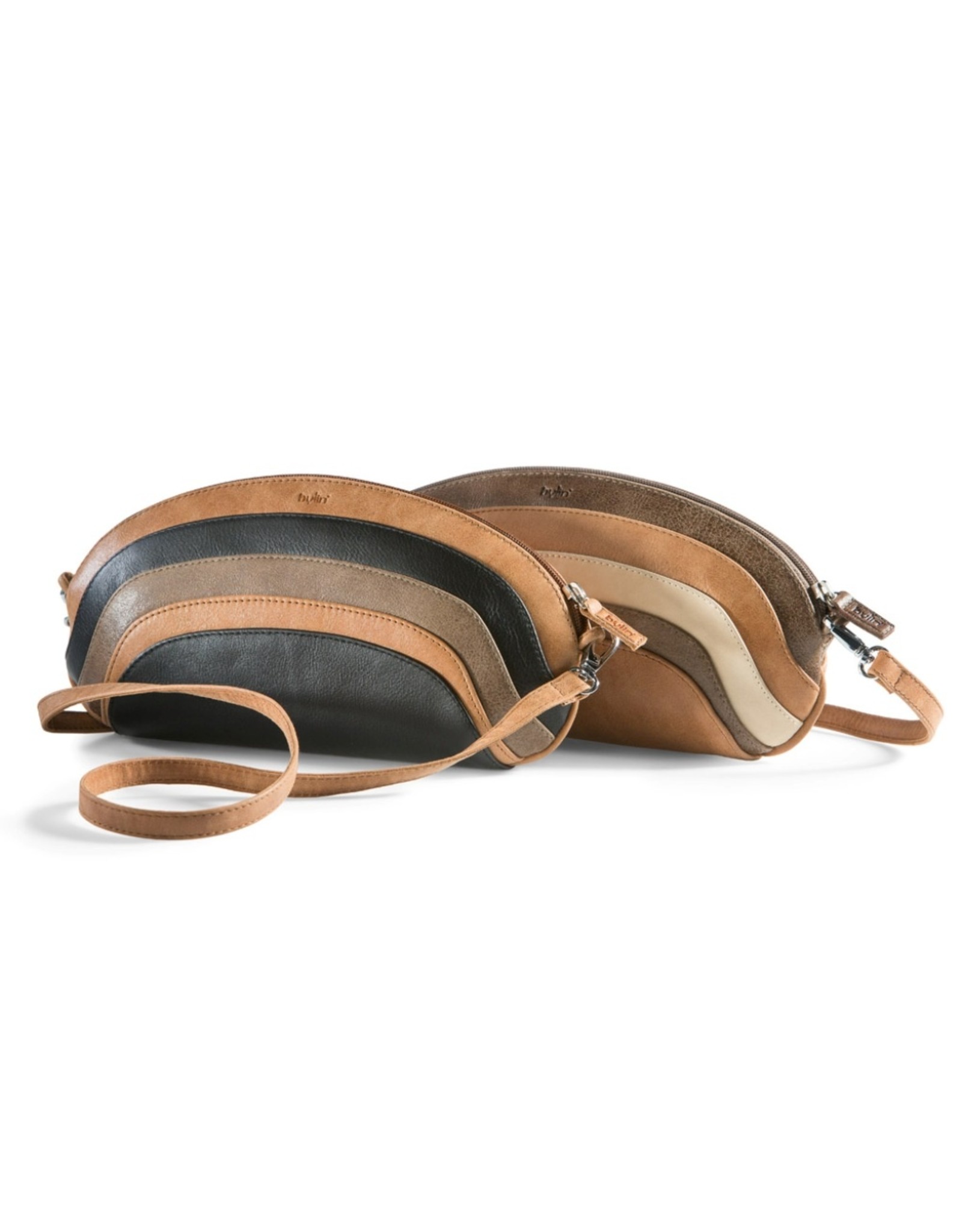 by-Lin Dutch Design Leren tassen - by-Lin Dutch Design Regenboog tas Zwart-Cognac Klein