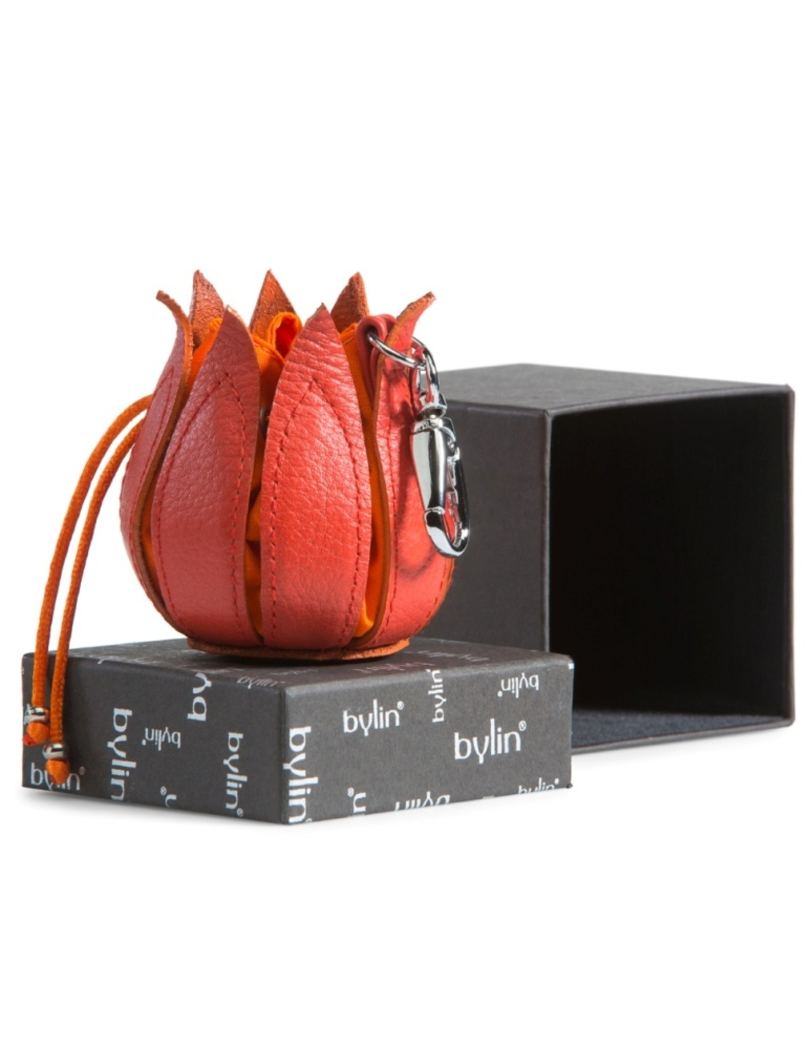 by-Lin Dutch Design Leather Wallets - by-Lin My Little Tulip Leather keychain  "Pink-Yellow-Orange"