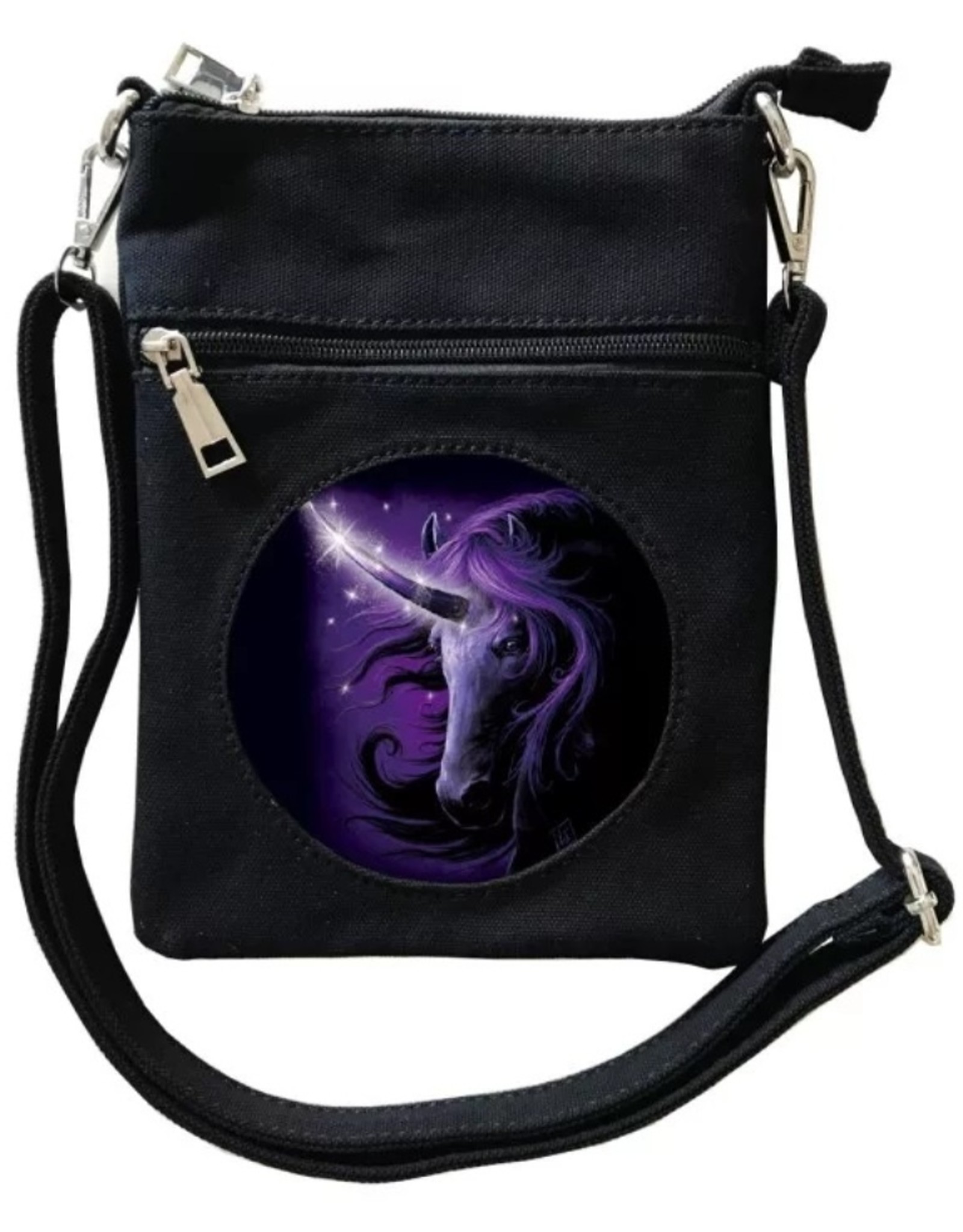 SheBlackDragon Fantasy bags and wallets - SheBlackDragon Black Magic Unicorn 3D lenticular mini crossbody bag