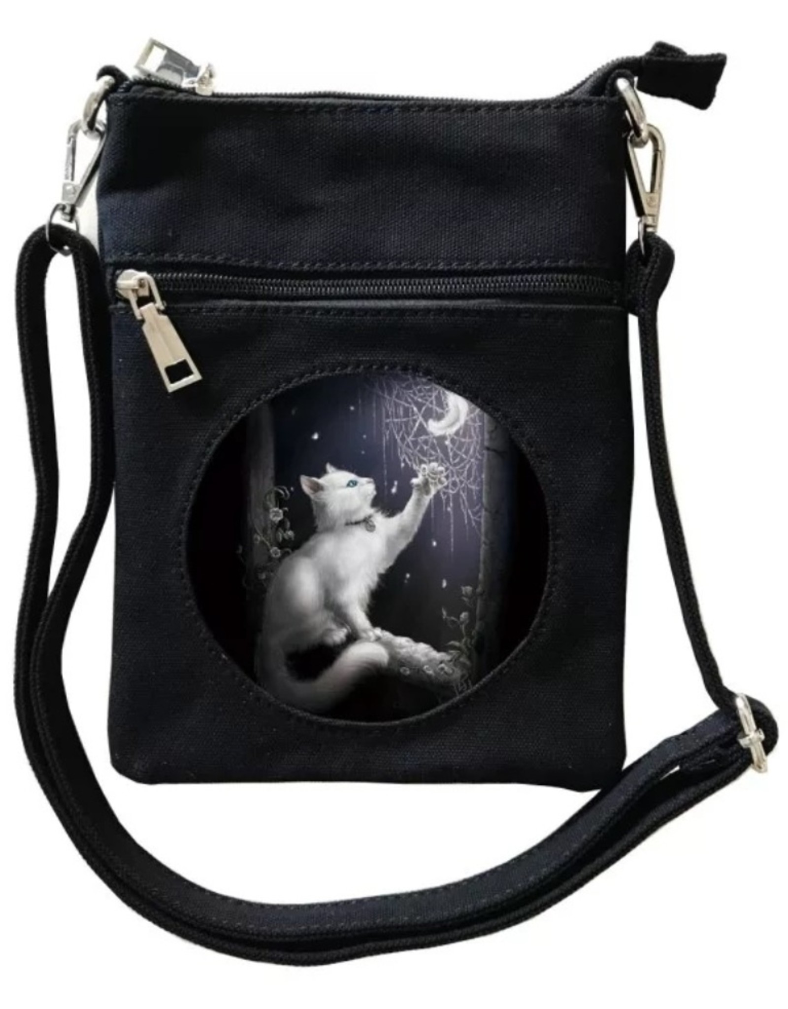 SheBlackDragon 3D Bags and Backpacks - SheBlackDragon Snow Kitten 3D lenticular Mini Cross-over bag