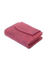 HillBurry Leather Wallets - HillBurry leather wallet with pressed floral pattern in red
