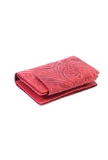 HillBurry Leather Wallets - HillBurry leather wallet with pressed floral pattern in red