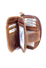 BestBull Leather Wallets -  Leather wallet with semicircular top BestBull brown