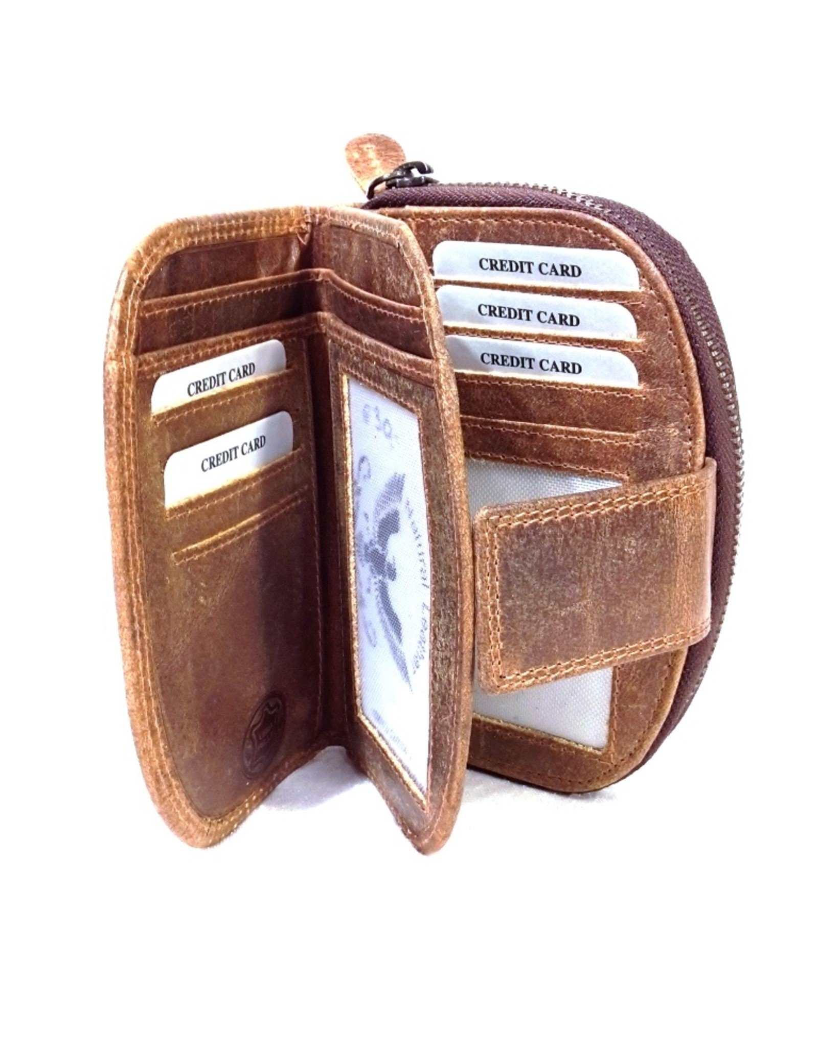 BestBull Leather Wallets -  Leather wallet with semicircular top BestBull brown