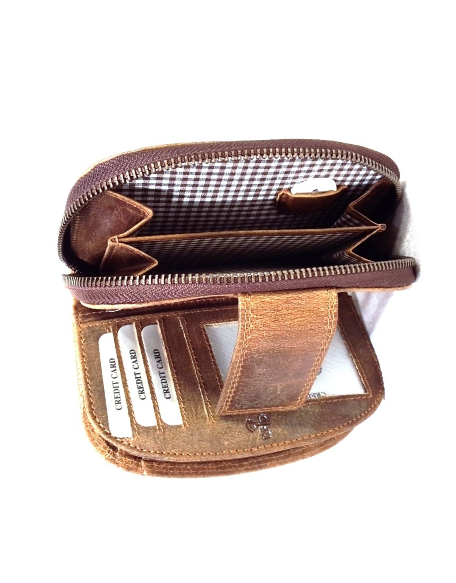 BestBull Leather Wallets -  Leather wallet with semicircular top BestBull brown