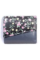 Louis Wallis Leather Wallets -  Leather wallet with floral print on the cover (dark blue-black)