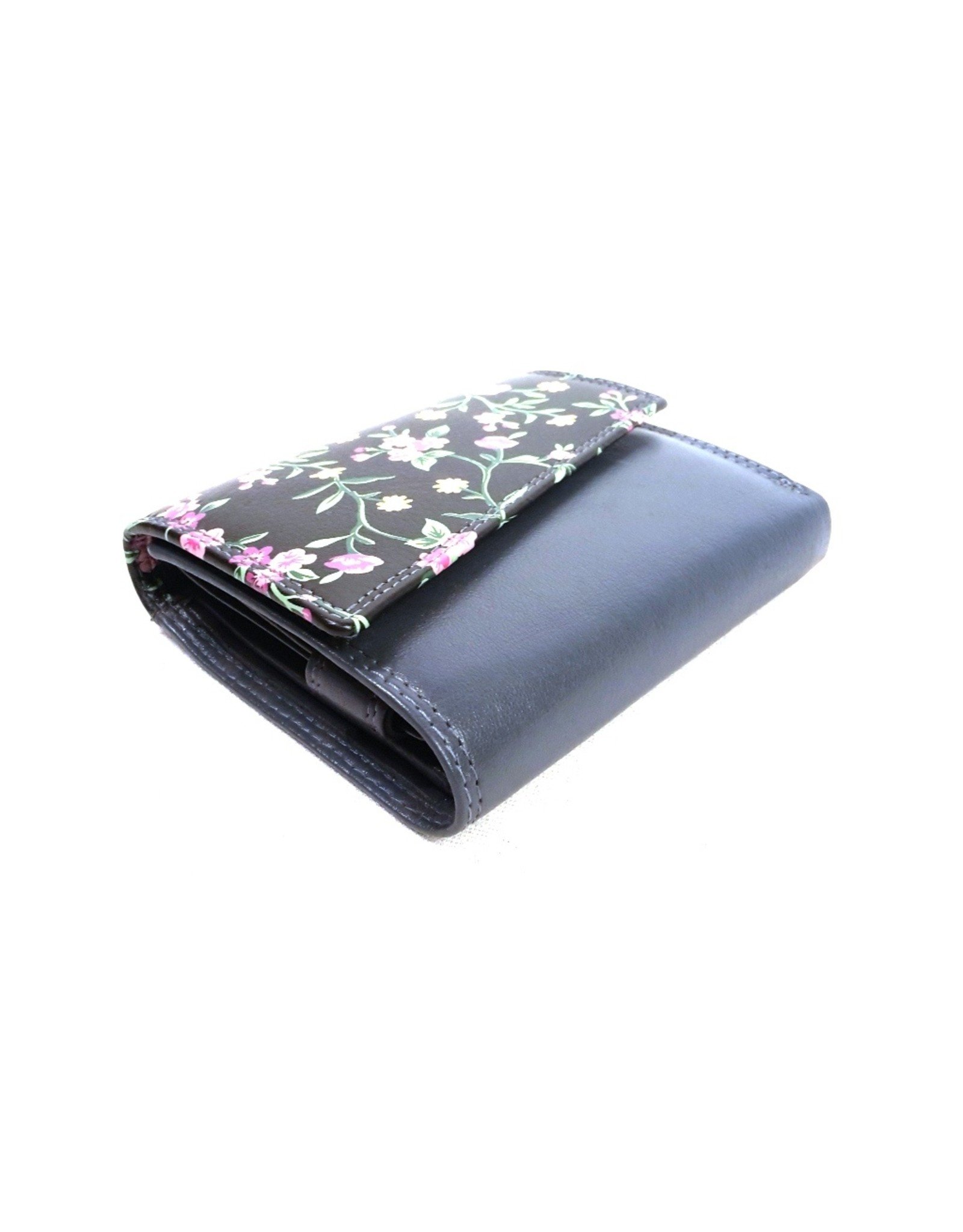 Louis Wallis Leather Wallets -  Leather wallet with floral print on the cover (dark blue-black)