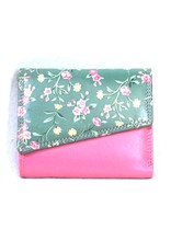 Louis Wallis Leather Wallets -  Leather wallet with floral print on the cover (fuchsia-green)