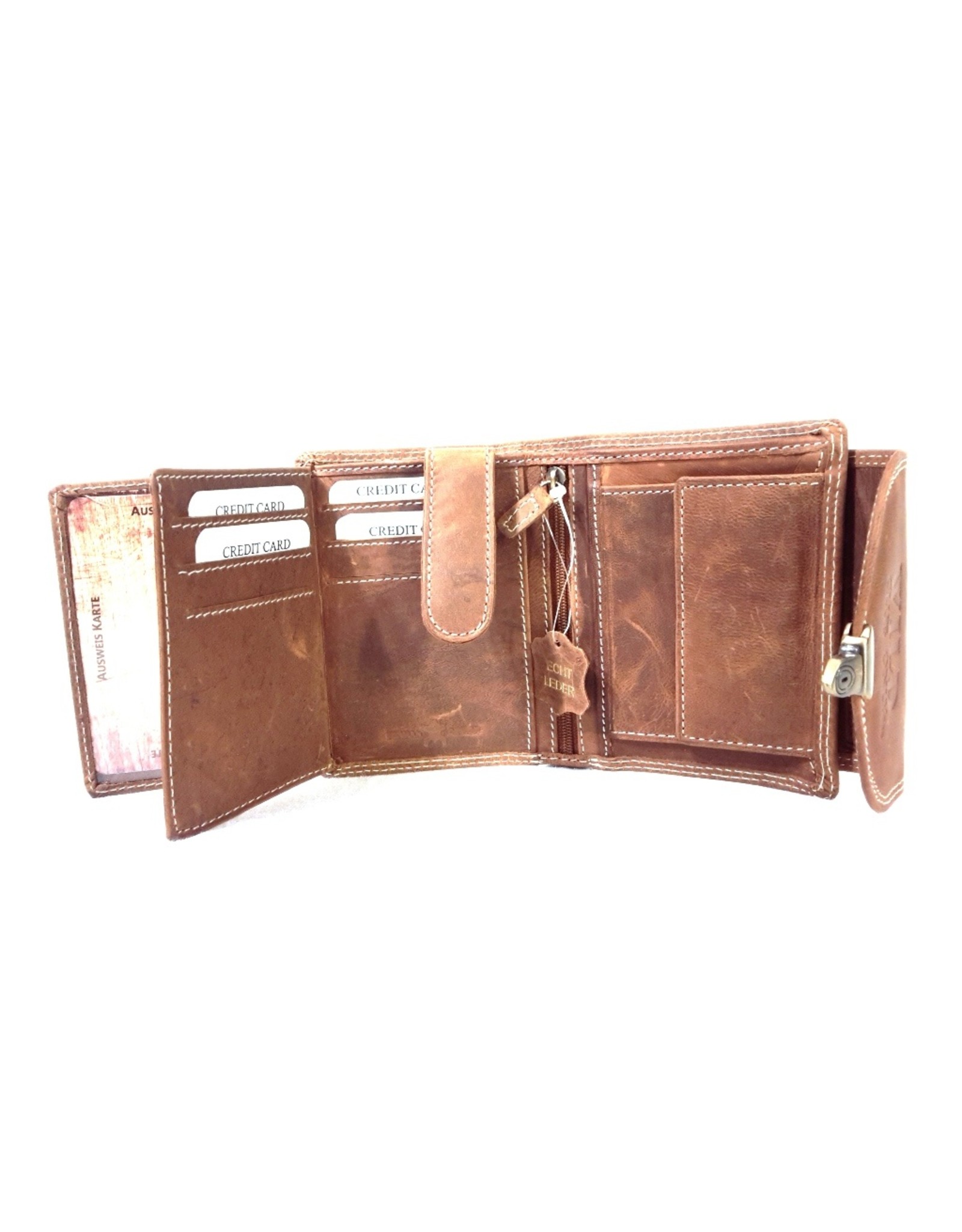 Wild Club Only Leather Wallets -   Leather wallet with slide closure semi-circular cover