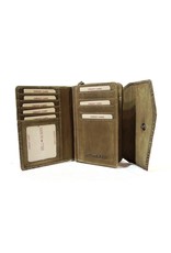 HillBurry Leather Wallets - Leather wallet with embossed floral pattern (green)