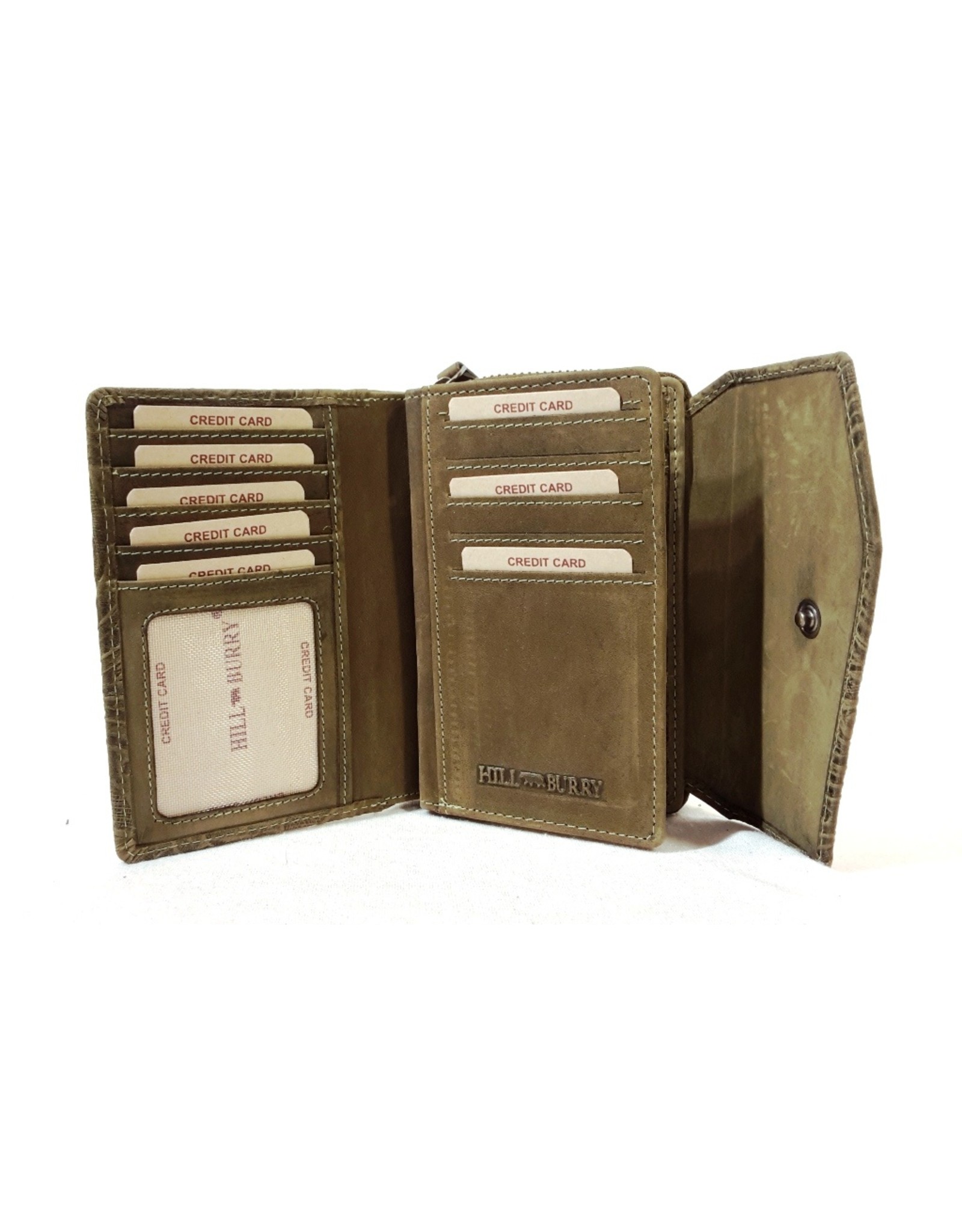 HillBurry Leather Wallets - Leather wallet with embossed floral pattern (green)