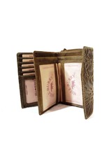 HillBurry Leather Wallets - Leather wallet with embossed floral pattern (green)