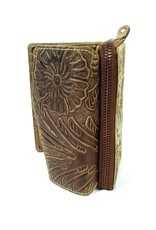 HillBurry Leather Wallets - Leather wallet with embossed floral pattern (green)