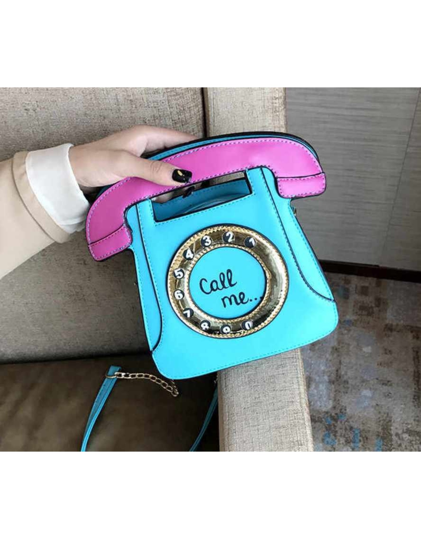 Magic Bags Fantasy tassen en portemonnees - Fantasy handtas Retro Telefoon "Call Me" (baby blue)