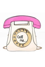 Magic Bags Fantasy tassen en portemonnees - Fantasy handtas Retro Telefoon "Call Me" (wit-fuchsia)