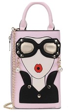 Magic Bags Fantasy tassen - Fantasy clutch Dames Gezicht met oorbellen en zonnebril (roze)