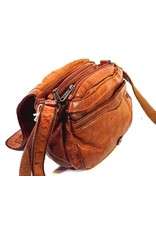 HillBurry Leather bags - HillBurry Leather Shoulder bag with  Cover. Washed Leather Cognac