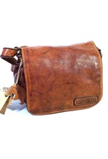 HillBurry Leather bags - HillBurry Leather Shoulder bag with  Cover. Washed Leather Cognac