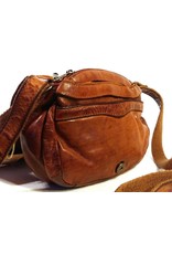 HillBurry Leather bags - HillBurry Leather Shoulder bag with  Cover. Washed Leather Cognac