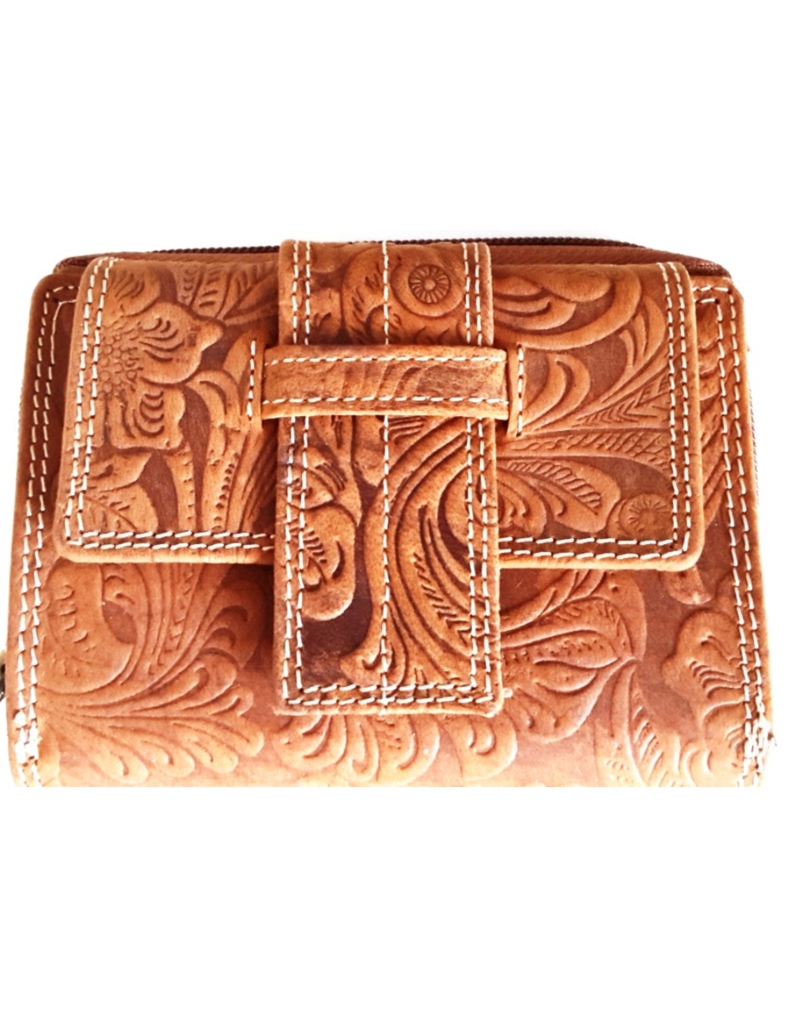 Roberto Leather Wallets -  Leather wallet with Embossed Floral pattern Roberto