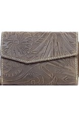 HillBurry Leather Wallets - Leather wallet with embossed floral pattern (green)