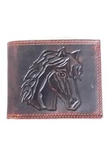 Hutmann Leren Portemonnees - Leren portemonnee met reliëf paardenhoofd (horizontaal)