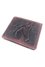 Hutmann Leren Portemonnees - Leren portemonnee met reliëf paardenhoofd (horizontaal)