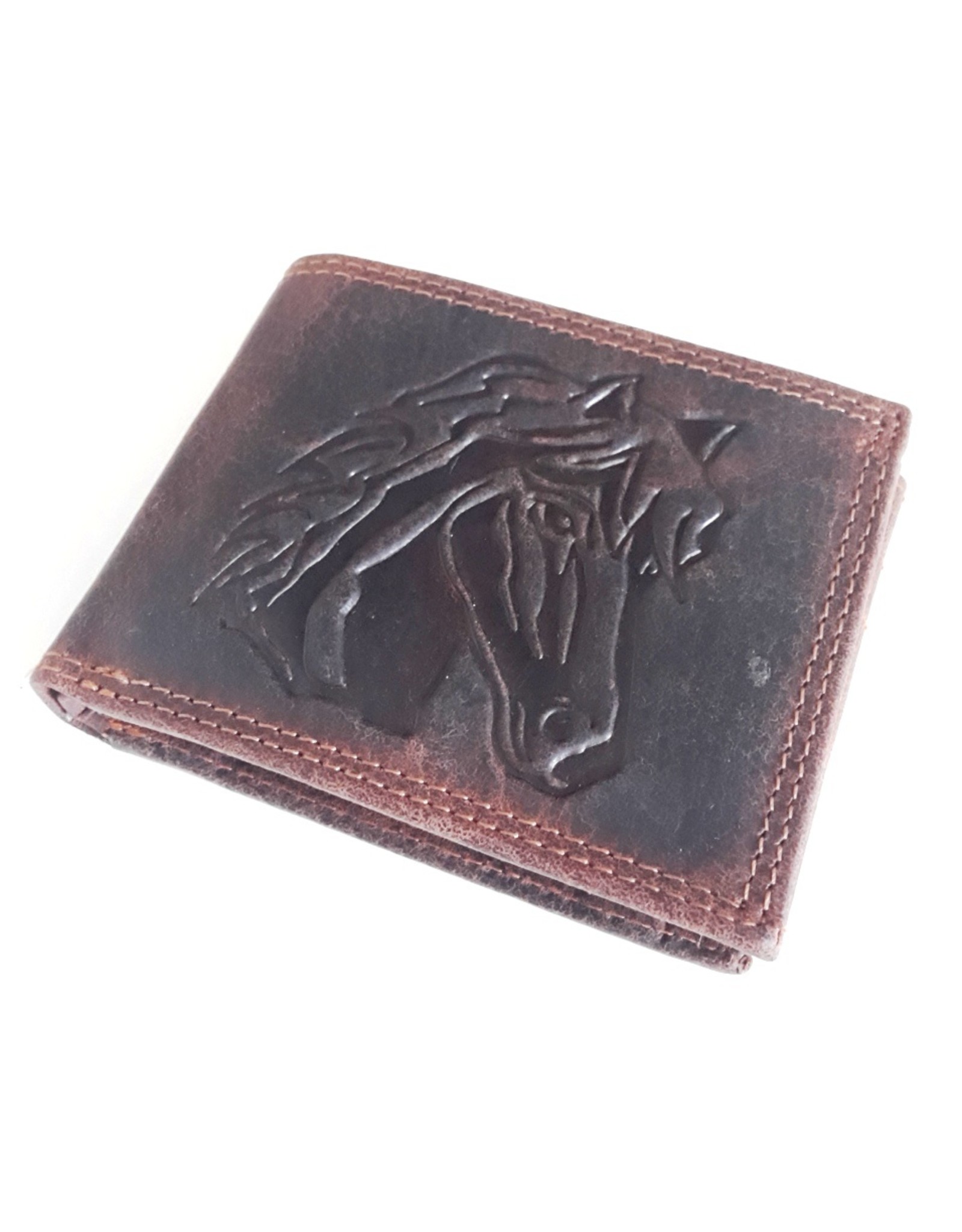 Hutmann Leather Wallets - Leather wallet with embossed horse head (horizontal)