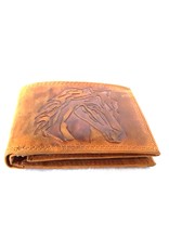 Hutmann Leren Portemonnees - Leren portemonnee met reliëf paardenhoofd (klein)